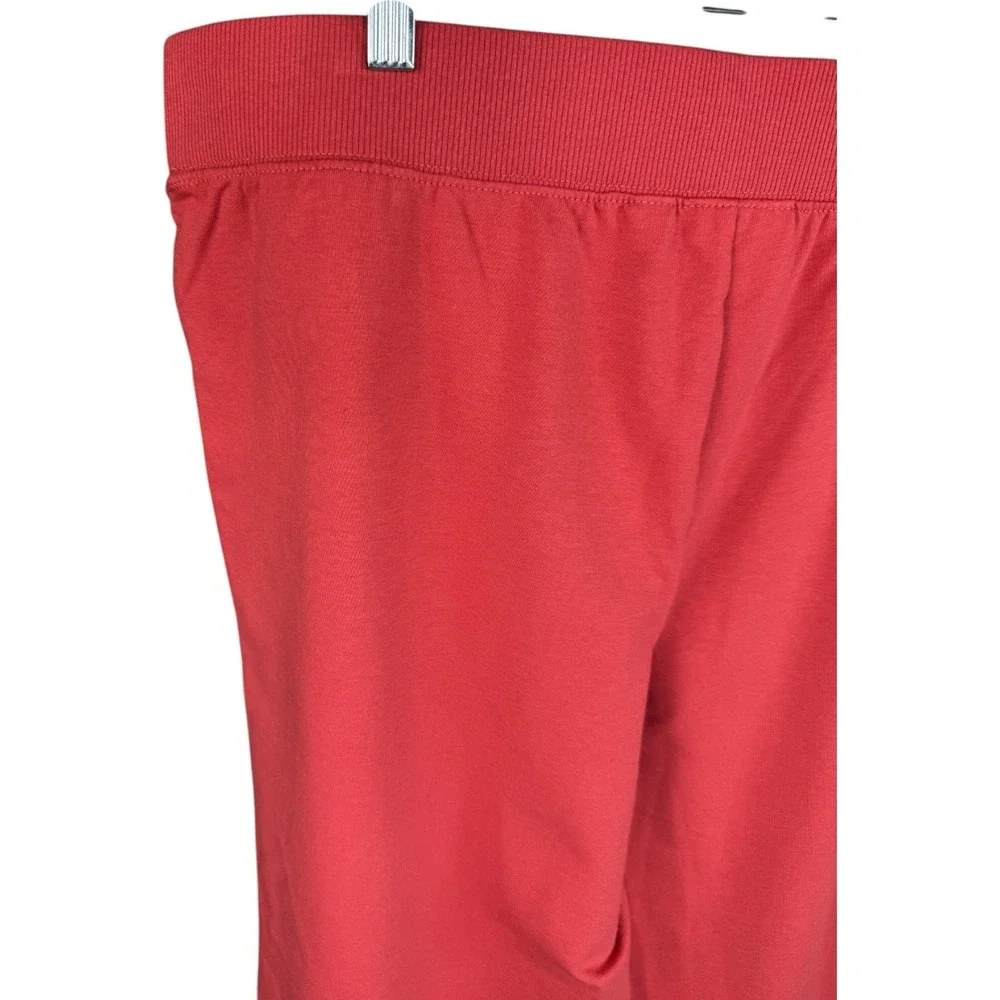 Denim & Co.‎ Active French Terry Wide Leg Crop Pant Deep Papaya Large PETITE